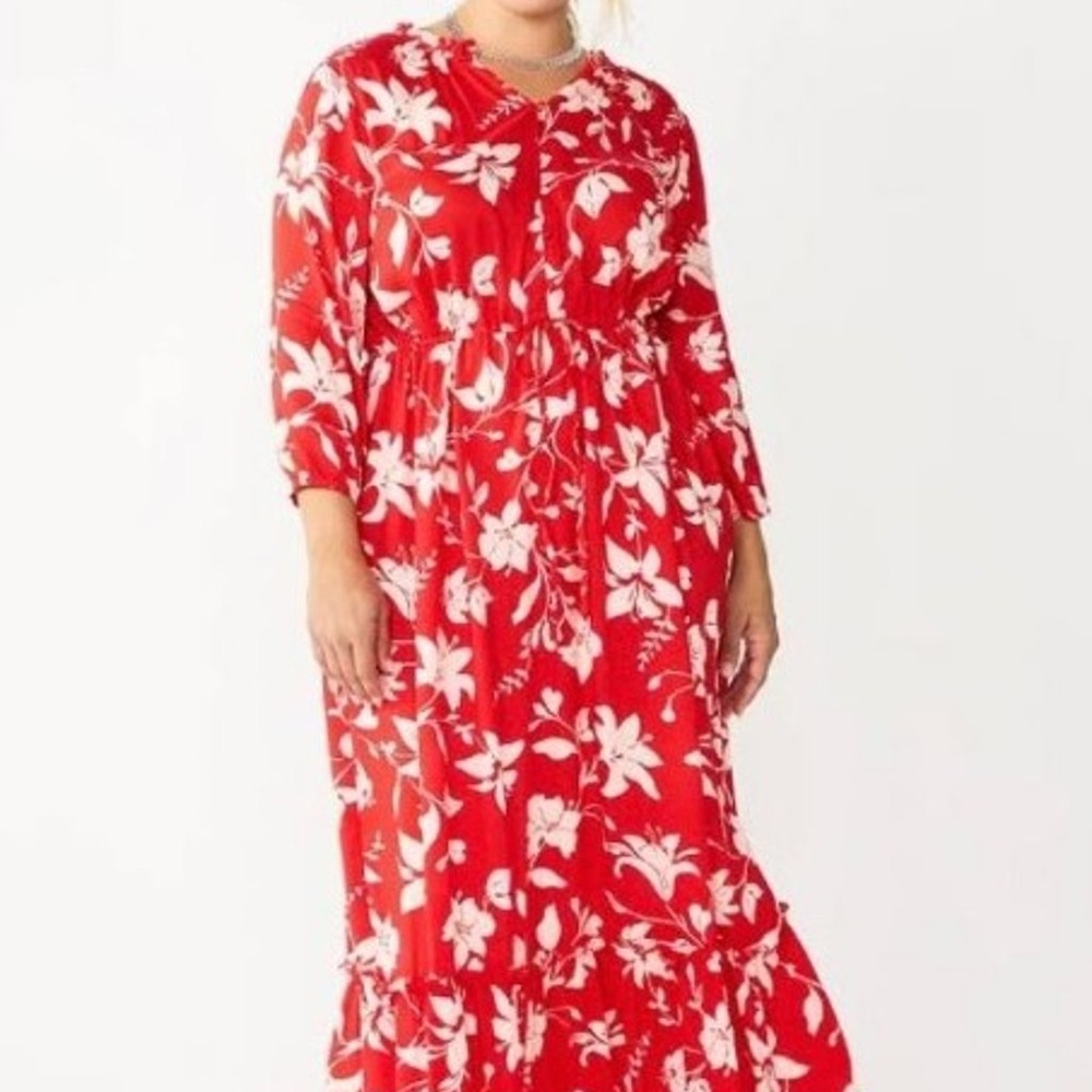 CROFT & BARROW BEAUTIFUL FLORAL PRINT MAXI DRESS SIZE PXXL